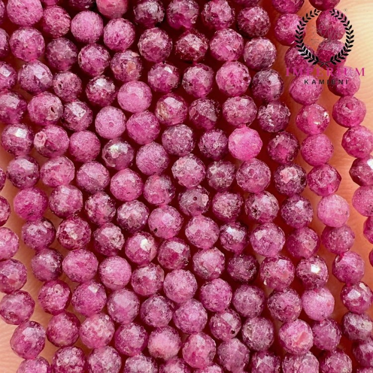 Rubin ciemny / kula fasetowana / ok. 3mm