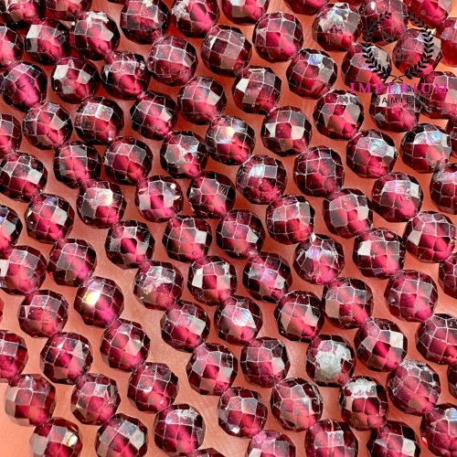 Granat / kulka fasetowana / ok. 4mm