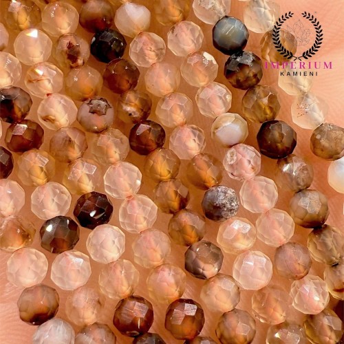 Agat brązowy jasny / kulka fasetowana / ok. 4mm