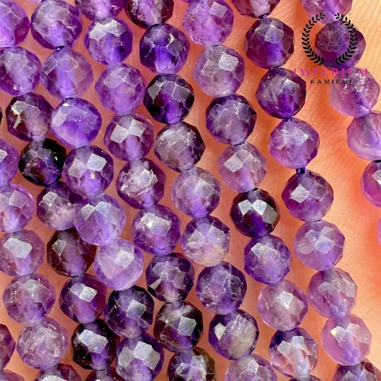 Ametyst ciemny / kulka fasetowana / ok. 4mm