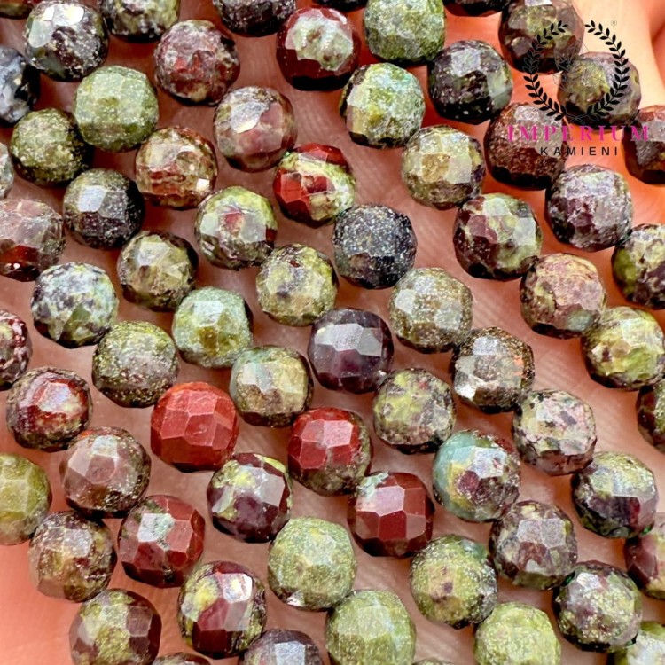 Jaspis Smocza Krew / kulka fasetowana / ok. 4mm