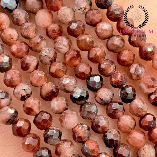 Jaspis rudawy / kulka fasetowana / ok. 3 mm