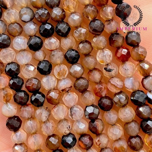 Agat brązowy ciemny / kulka fasetowana / ok. 4mm