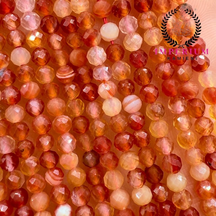 Agat Karneol / kulka fasetowana / ok. 3mm