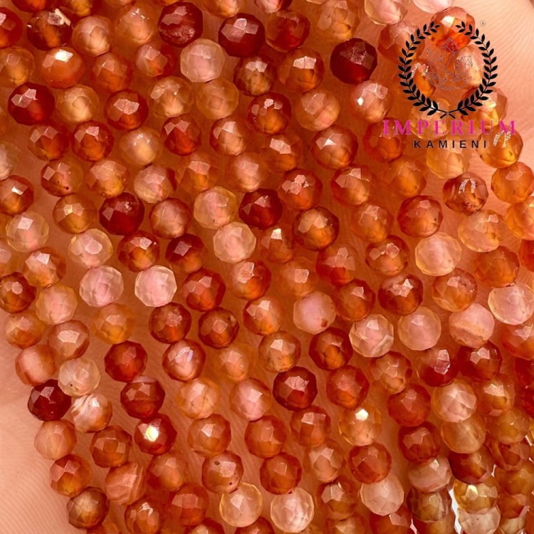 Agat Karneol / kulka fasetowana / ok. 4mm