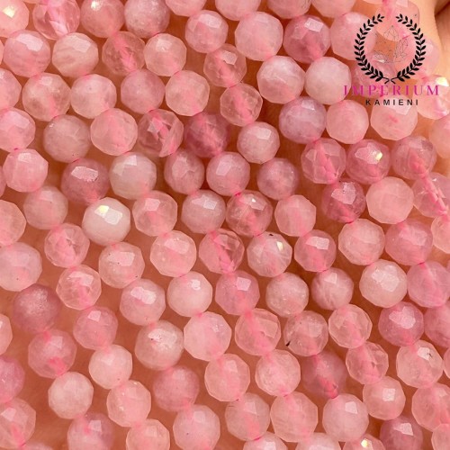 Kwarc różowy z Madagaskaru / kulka fasetowana / ok. 4mm