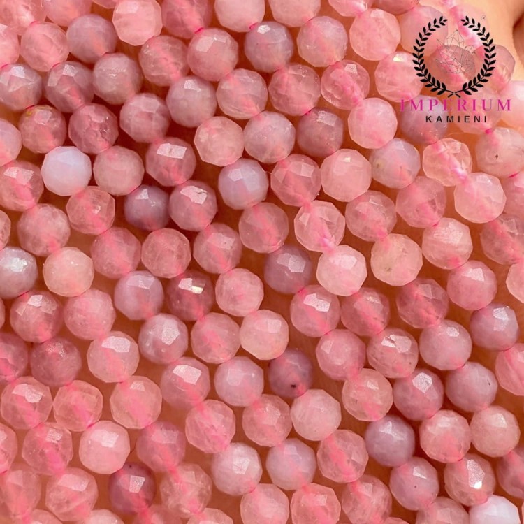 Kwarc różowy z Madagaskaru / kulka fasetowana / ok. 3mm