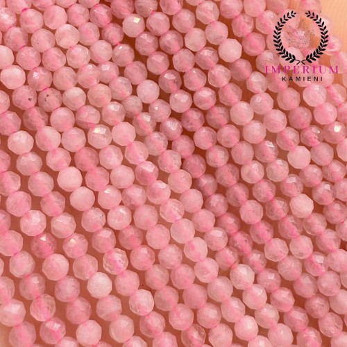 Kwarc Różowy z Madagaskaru / kulka fasetowana / ok. 2mm