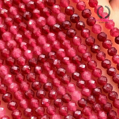 Jadeit różowy / kulka fasetowana / ok. 3 mm