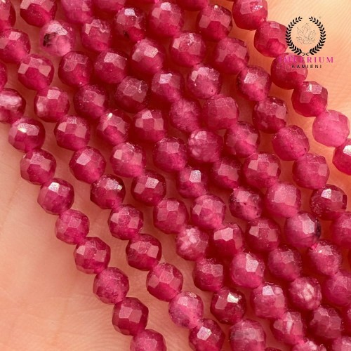 Jadeit Ciemny Fuksja / kulka fasetowana / ok. 4mm