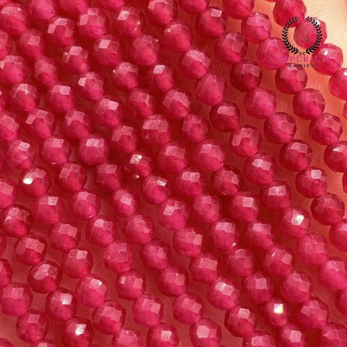 Jadeit Ciemna Fuksja / kulka fasetowana / ok. 3mm