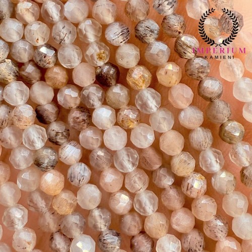 Kamień Słoneczny i Księżycowy (mix) / kulka fasetowana / ok. 3mm