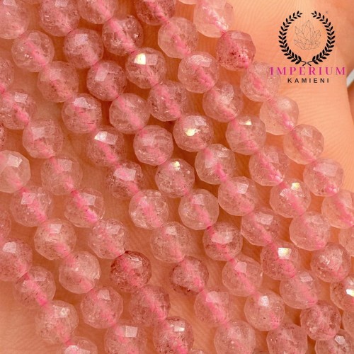 Kwarc Truskawkowy / kulka fasetowana / ok. 4mm