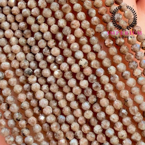 Labradoryt kawowy / kulka fasetowana / ok. 2 mm