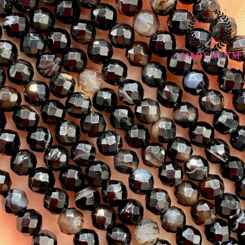 Onyks / kulka fasetowana / ok. 4 mm