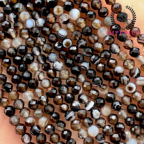 Onyks / kulka fasetowana / ok. 3 mm