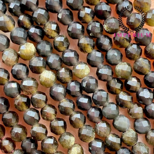 Obsydian złoty / kulka fasetowana / ok. 3 mm