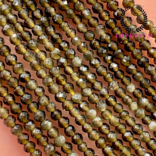 Obsydian złoty / kulka fasetowana / ok. 2 mm