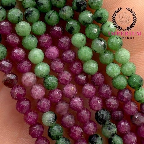 Zoisyt z Rubinem / kulka fasetowana / ok. 4mm