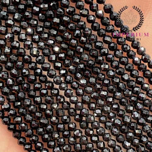 Turmalin Czarny / kulka fasetowana / ok. 2mm