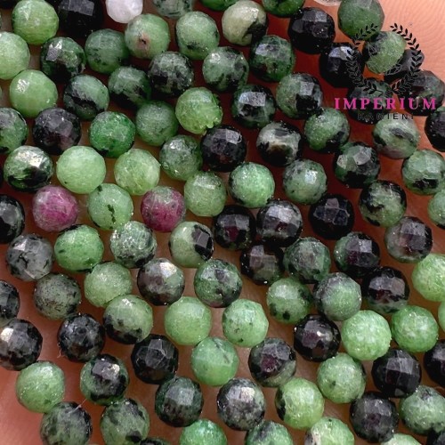 Zoisyt z Rubinem (Anyolit) / kulka fasetowana / ok. 4mm