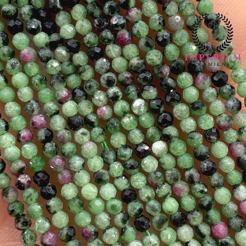 Zoisyt z Rubinem (Anyolit) / kulka fasetowana / ok. 2mm