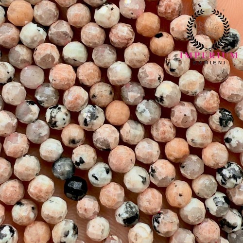 Rodochrozyt z jaspisem dalmatyńskim / kulka fasetowana / ok. 4mm