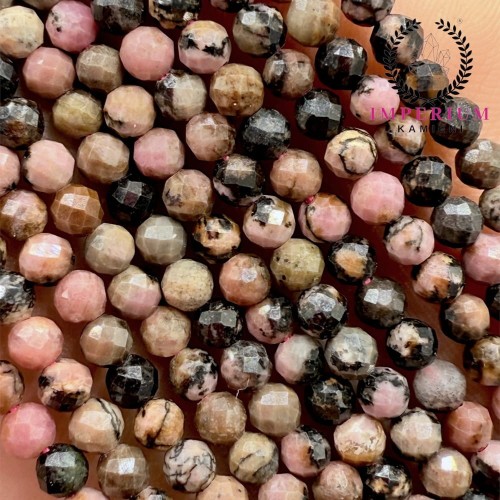 Rodonit Czarny / kulka fasetowana / ok. 4mm