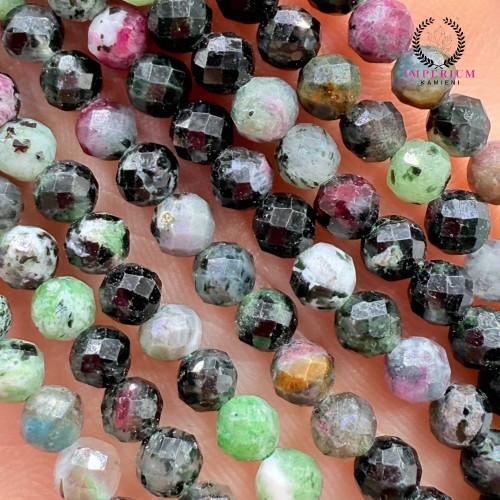 Fuchsyt z Rubinem / kulka fasetowana / ok. 4mm