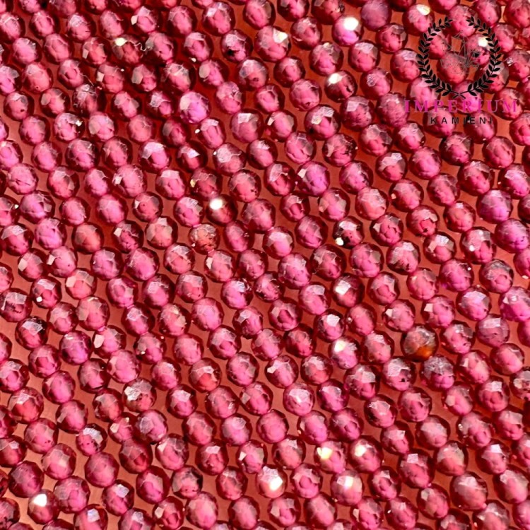 Granat / kulka fasetowana / ok. 2mm