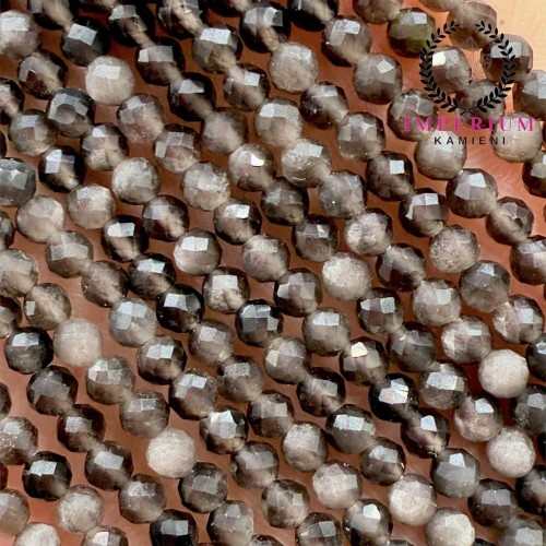 Obsydian srebrny / kulka fasetowana / ok. 3 mm