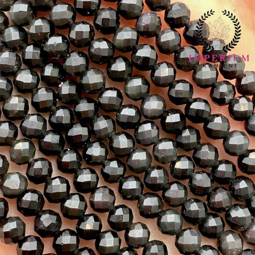 Obsydian Czarny / kulka fasetowana / ok. 4mm
