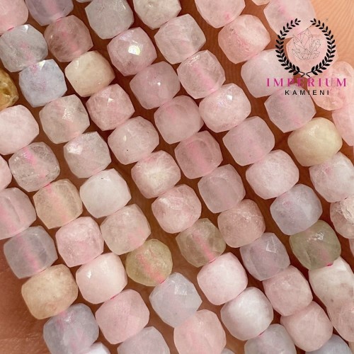 Morganit / kostka fasetowana / ok. 4x4mm