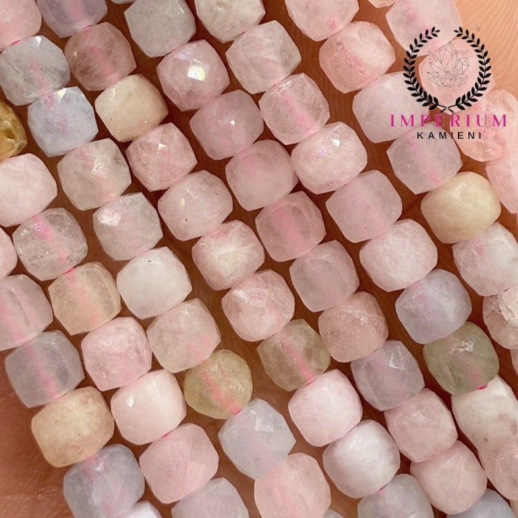 Morganit / kostka fasetowana / ok. 4x4mm