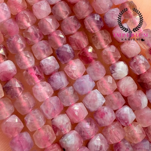 Turmalin Różowy / kostka fasetowana / ok. 4x4mm