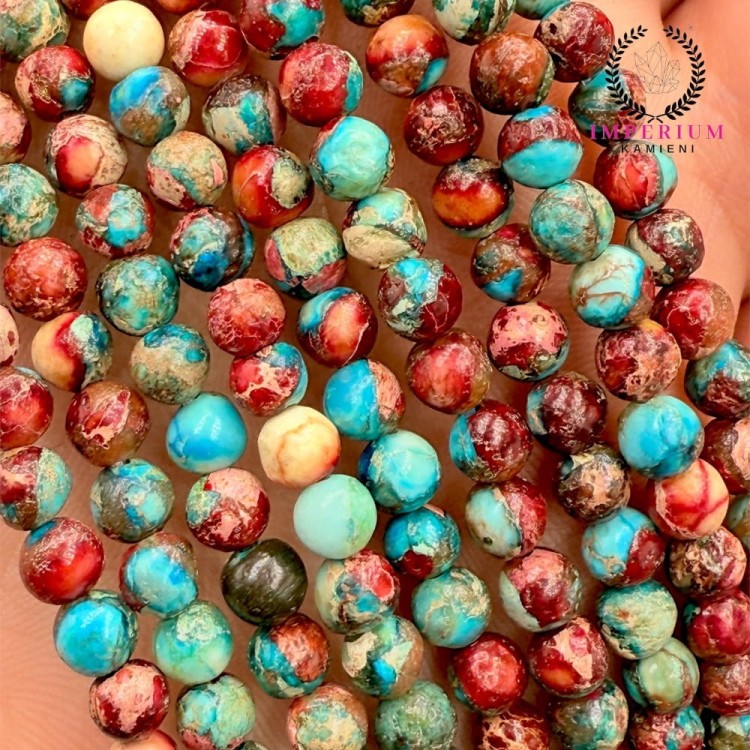 Jaspis Cesarski Czerwono-niebieski / kulka gładka / ok. 4mm