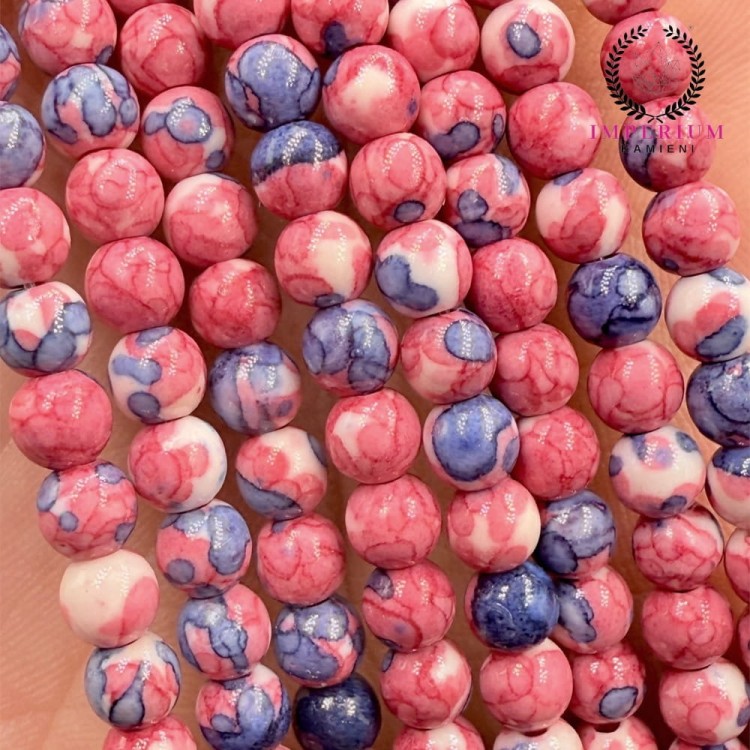 Jadeit fuksja z granatem / kulka gładka / ok. 4 mm