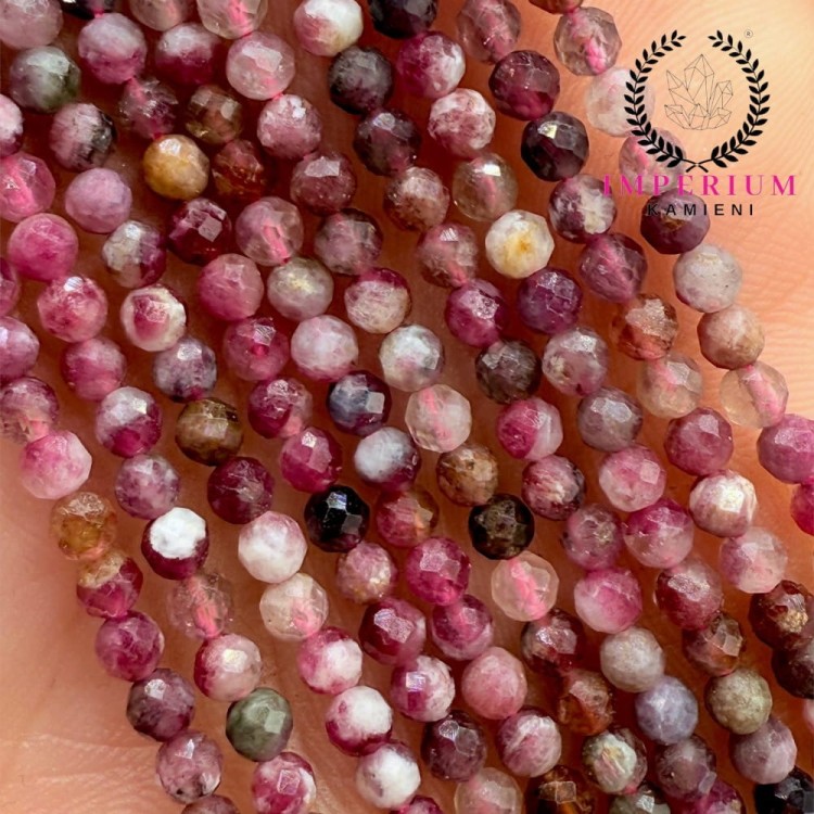 Turmalin Czerwony / kulka fasetowana / ok. 3mm