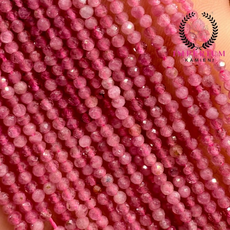 Turmalin Różowy / kulka fasetowana / ok. 2mm