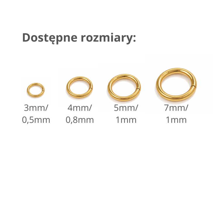 Kółeczka zaciskowe 7mm / stal PVD / kolor złoty / 40szt.
