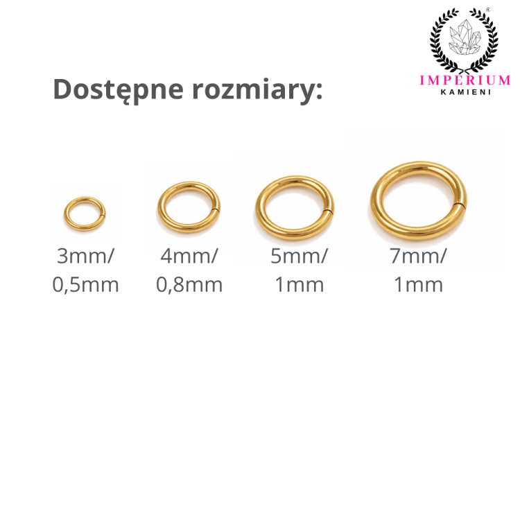 Kółeczka zaciskowe 4mm gr. 0,8mm / stal PVD / kolor złoty / 50szt.