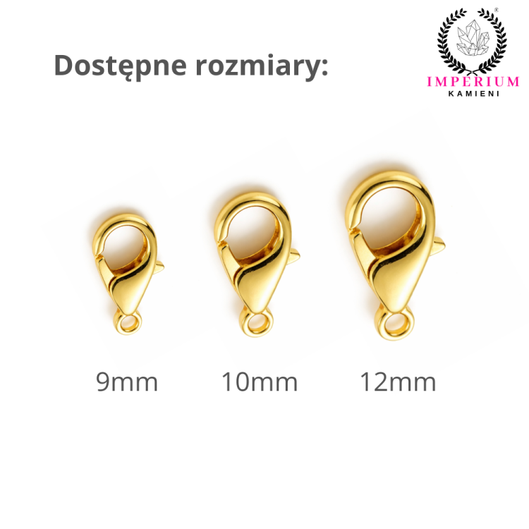 Zapięcie karabińczyk 9mm / stal PVD / kolor złoty / 20szt.