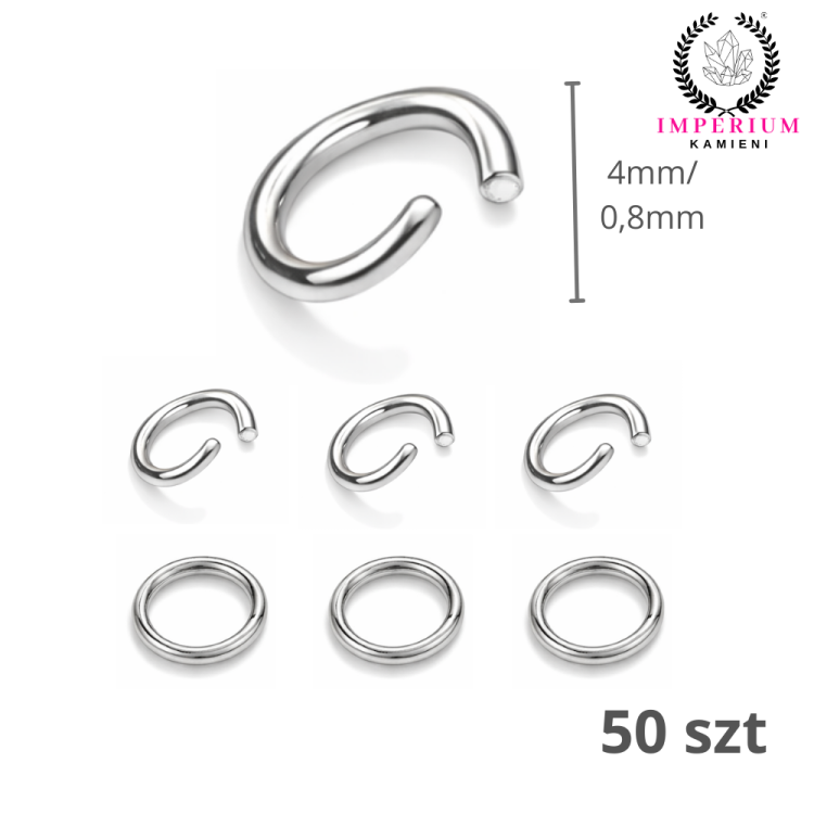 Kółeczka zaciskowe otwarte 4mm / stal / kolor srebrny / 50szt.