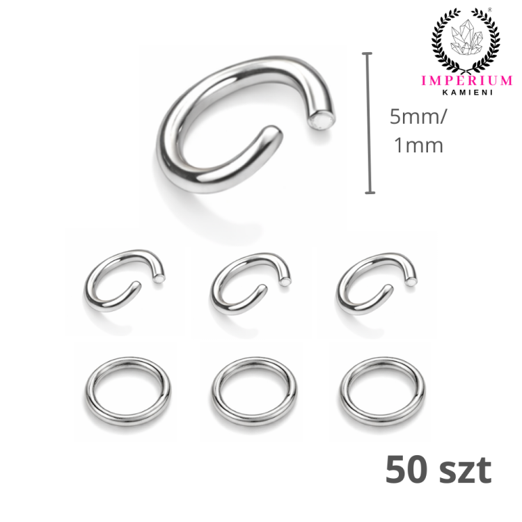 Kółeczka zaciskowe 5mm / stal / kolor srebrny / 50szt.