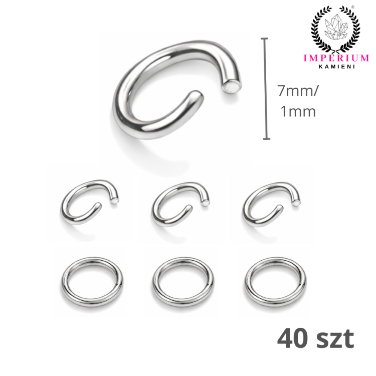 Kółeczka zaciskowe otwarte 7mm / stal / kolor srebrny / 40szt.