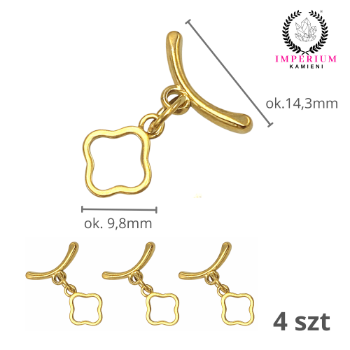 Zapięcie Toggle / stal PVD / kolor złoty / śr. ok. 9,8mm dł. pat. ok. 14,3mm