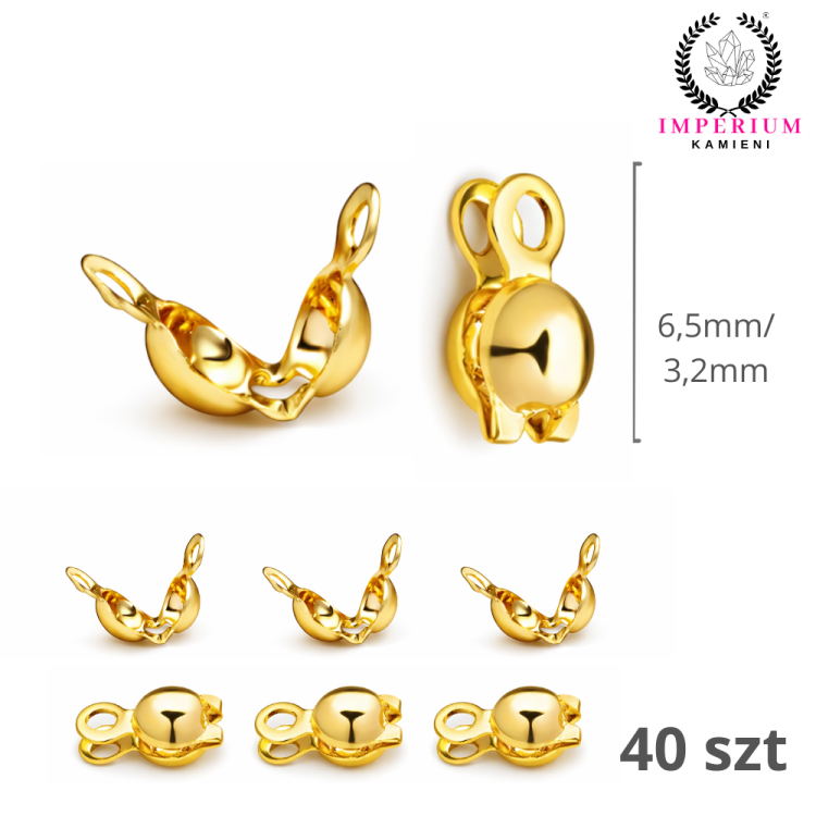 Łapaczki dziewczynki 3.2x6mm / stal PVD / kolor złoty / 40szt