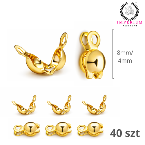 Łapaczki dziewczynki 4x8mm / stal PVD / kolor złoty / 40szt.