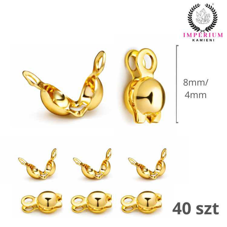 Łapaczki dziewczynki 4x8mm / stal PVD / kolor złoty / 40szt.