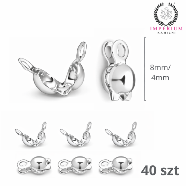 Łapaczki dziewczynki 4x8mm / stal kolor srebrny / 40szt